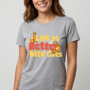 Life Is Better With Cats T-Shirt Grey